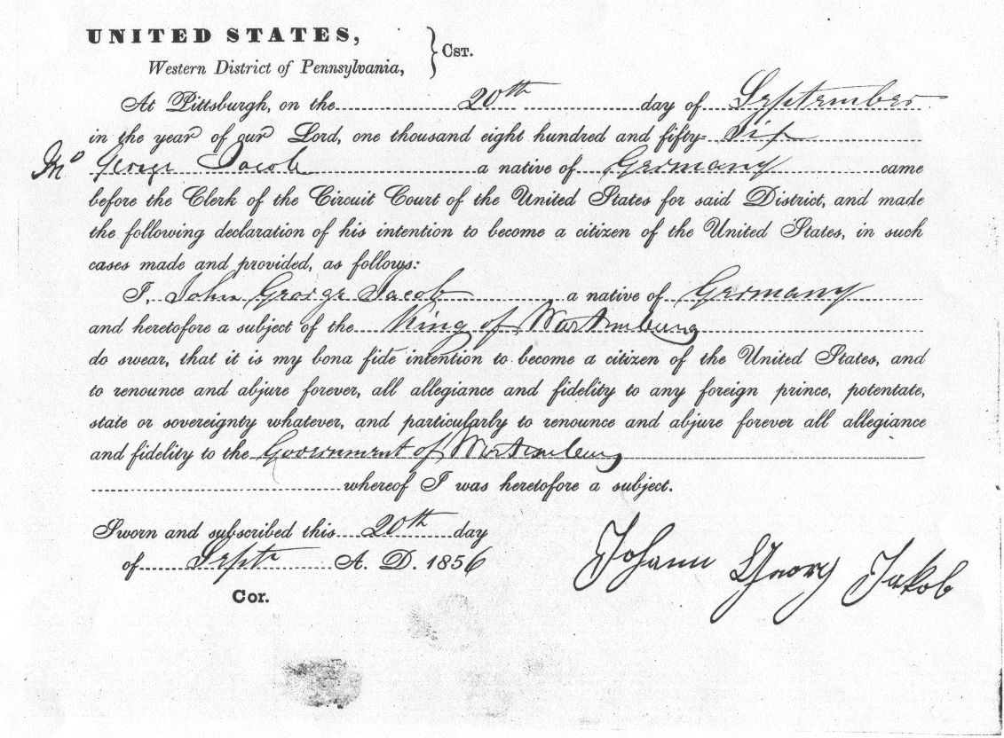 John Jacob Declaration of Intent